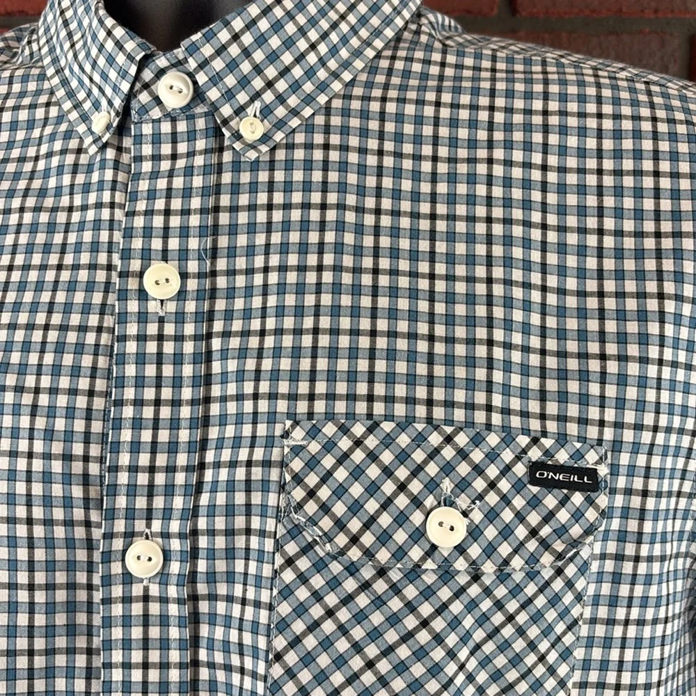 ONeill‎ Shirt Mens Medium Gingham Checked Button Down
